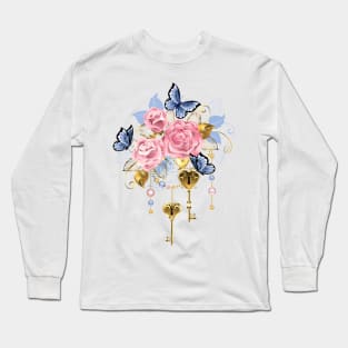 Pink Roses with Keys Long Sleeve T-Shirt